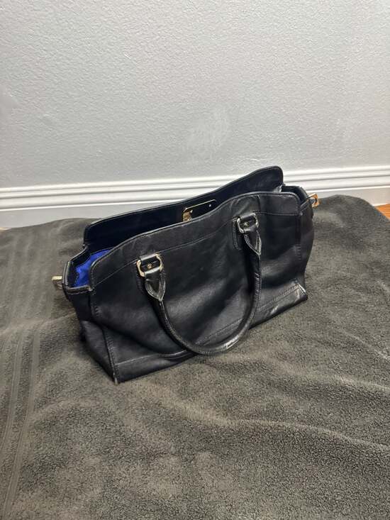 Cole Haan Kendra Valise II Black Leather Tote Bag - Picture 3 of 3